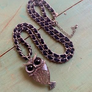 Tuff Guy Owl! Cookie Lee - Acrylic Pink Jelly Belly Owl Necklace - Chunky Owl